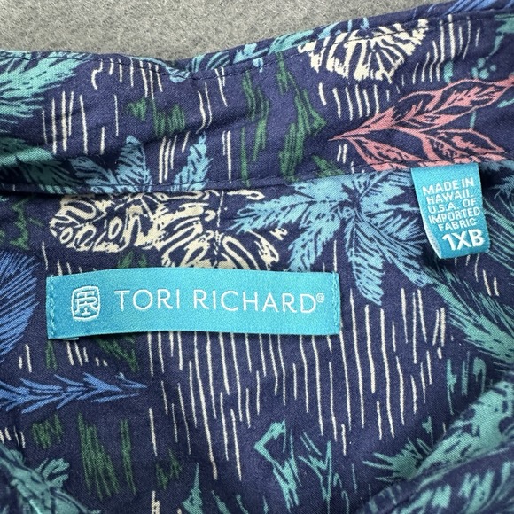 Tori Richard Shirt Mens 1XB Multicolor Palm Tree Hawaiian Camp Short Sleeve - Picture 3 of 8